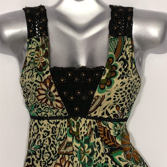 FORBIDDEN tropical beaded animal resort wear dress - Picture 2 of 8